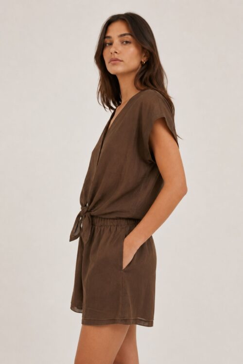 Alternative view of BLUSA IN PURO COTONE SCOLLO A V