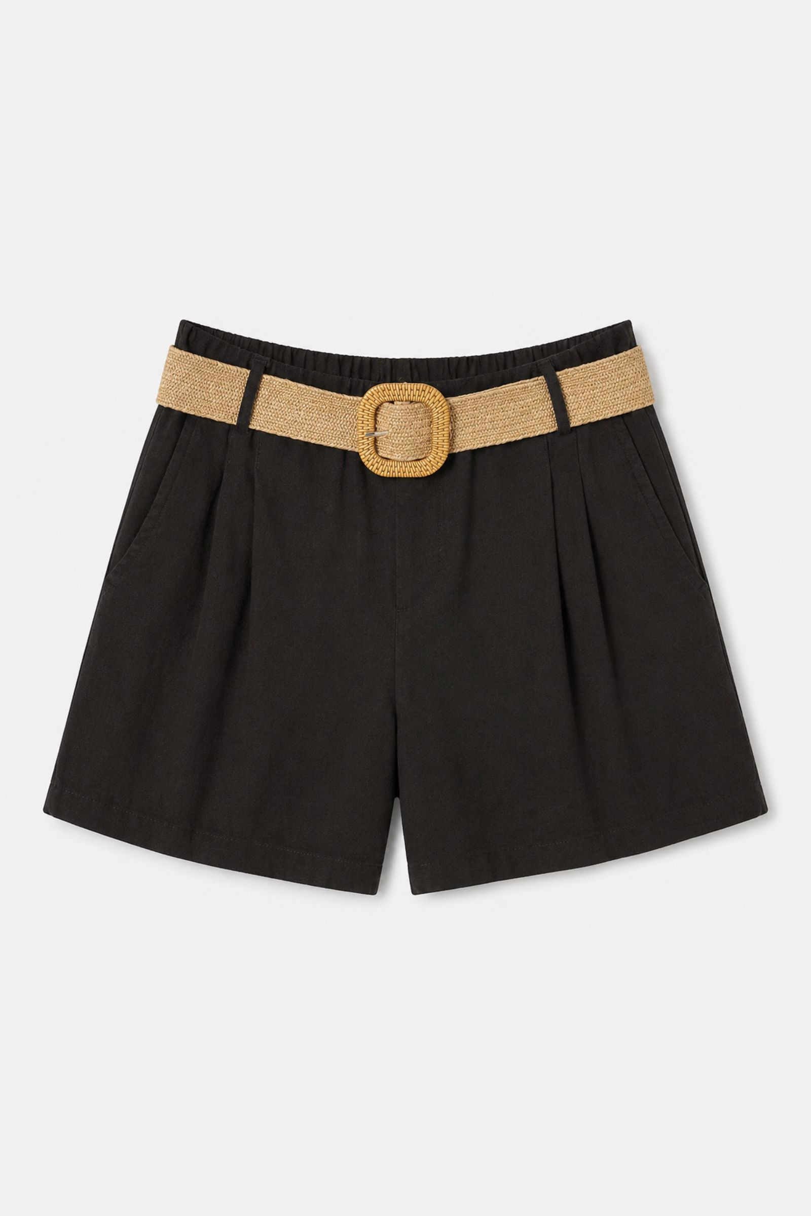 305 SHORTS IN MISTO LINO CON CINTURA - Moro, S