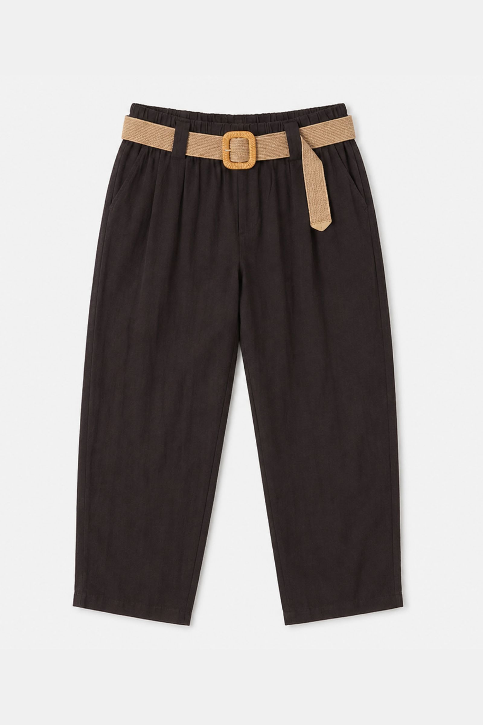 309 PANTALONI CON CINTURA IN MISTO LINO - Moro, S
