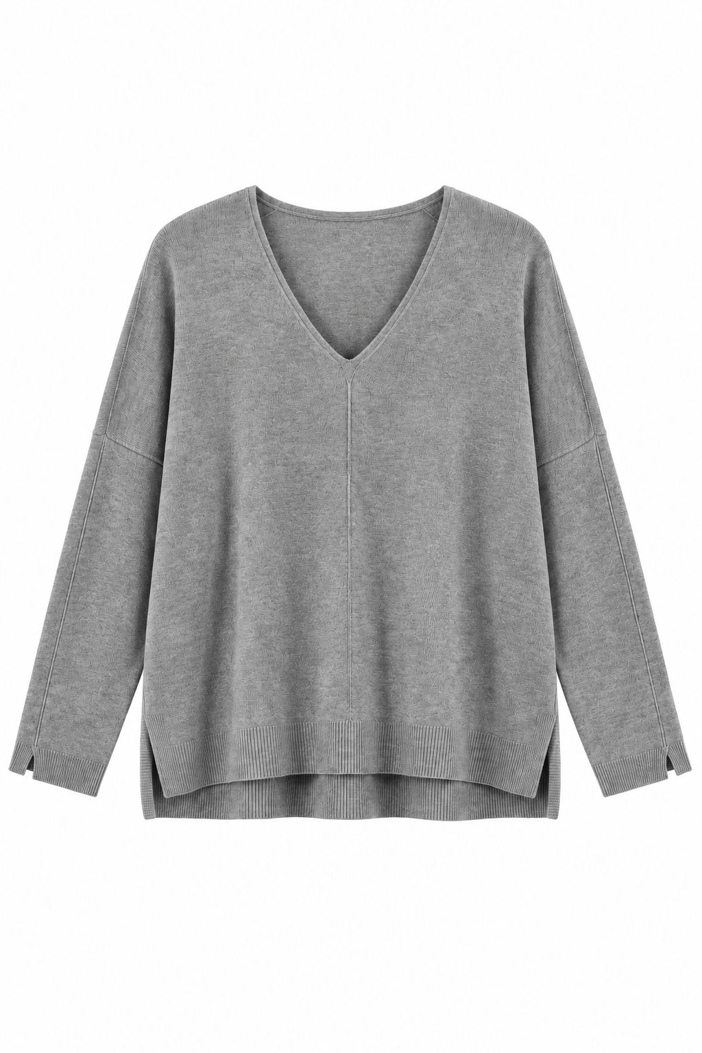 30af6d83-9cde-49d7-8114-89b2ee2768da MAGLIA SCOLLO A V CON DETTAGLIO CUCITURA CENTRALE - Grigio, TU