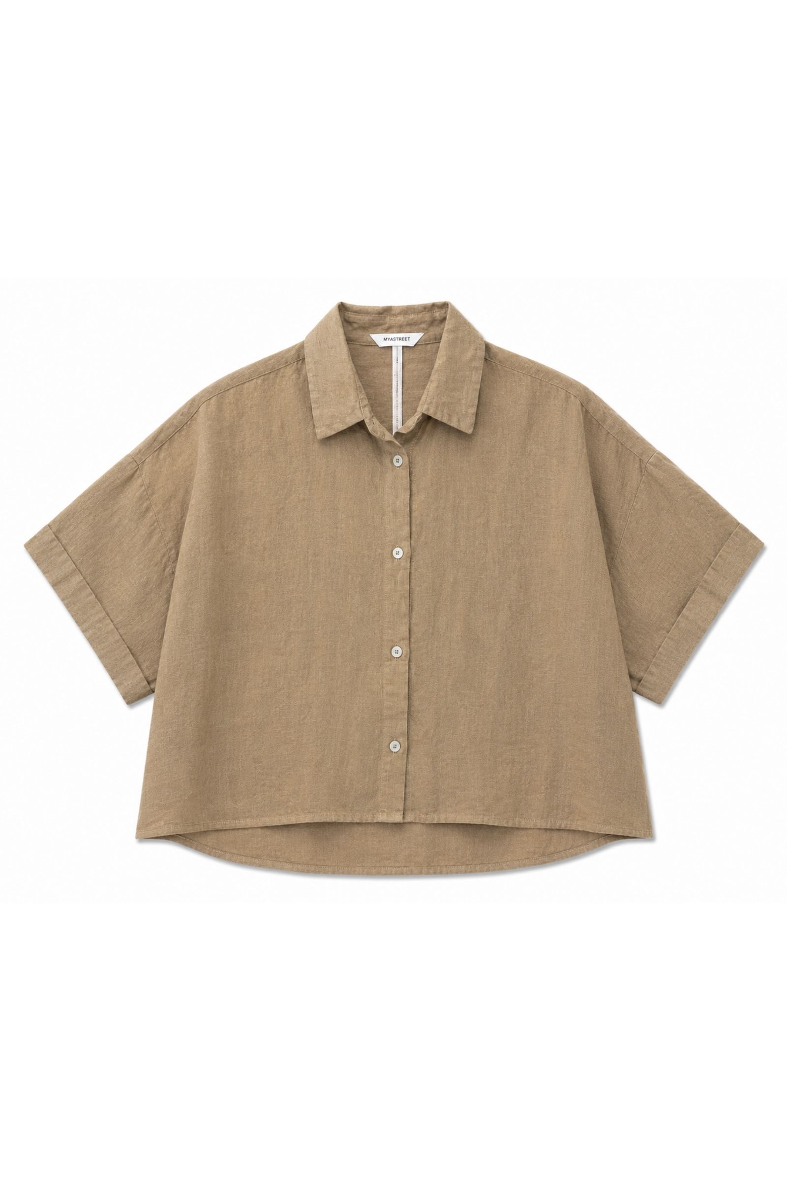 31 CAMICIA A MANICHE CORTE IN LINO - Beige, S