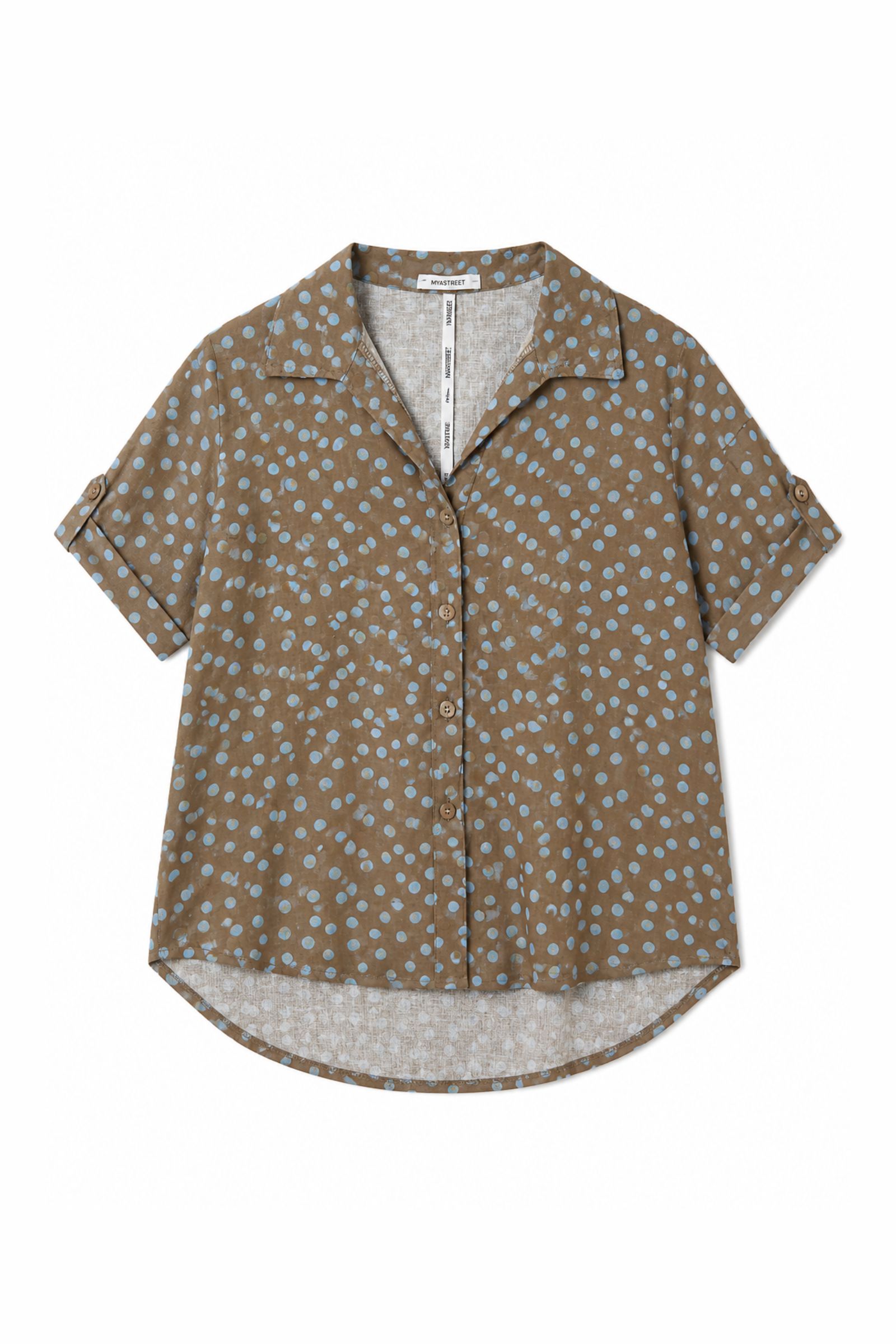 317 CAMICIA IN MISTO LINO A POIS - Tortora, S