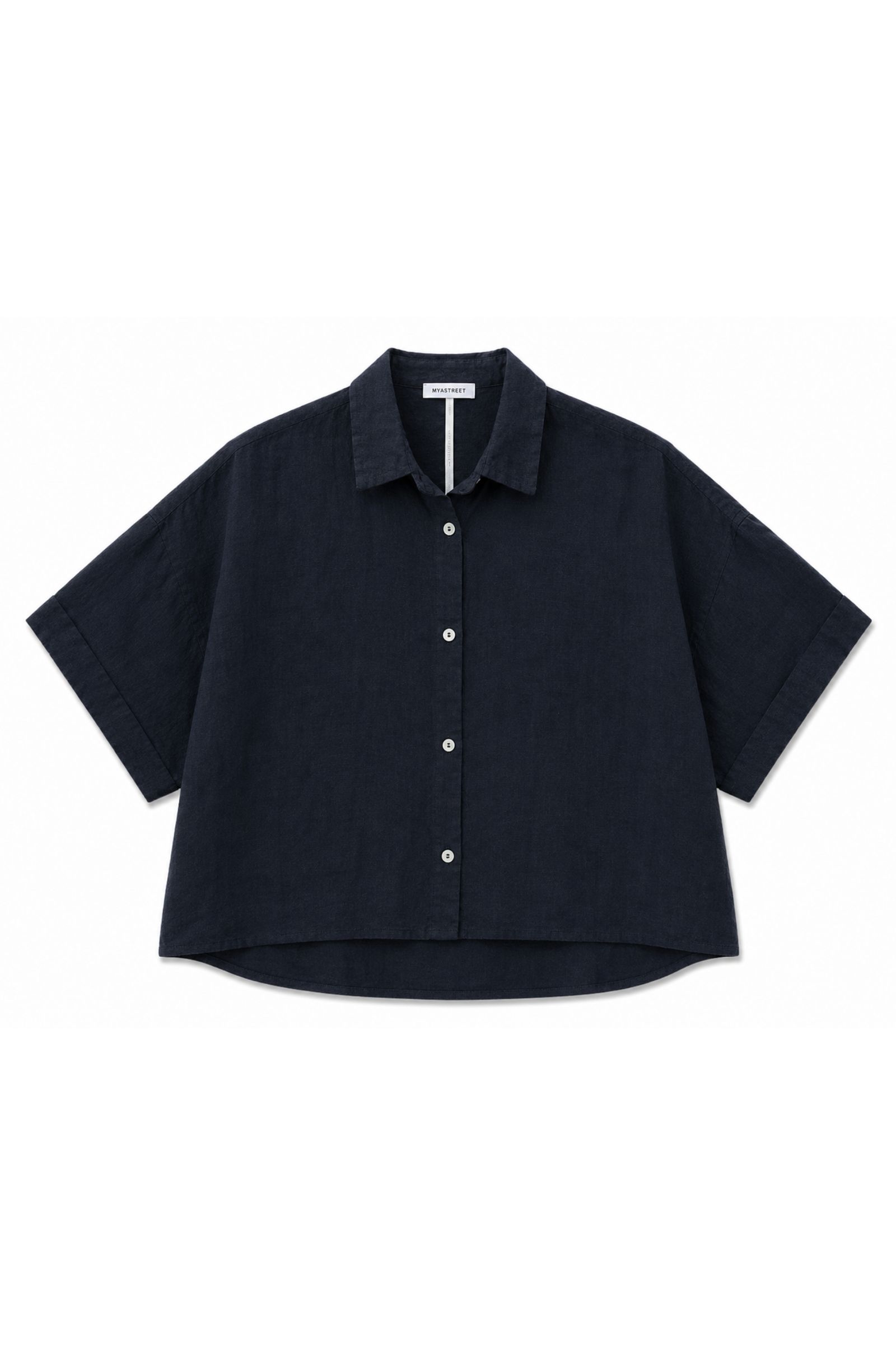 32 CAMICIA A MANICHE CORTE IN LINO - Blu, S