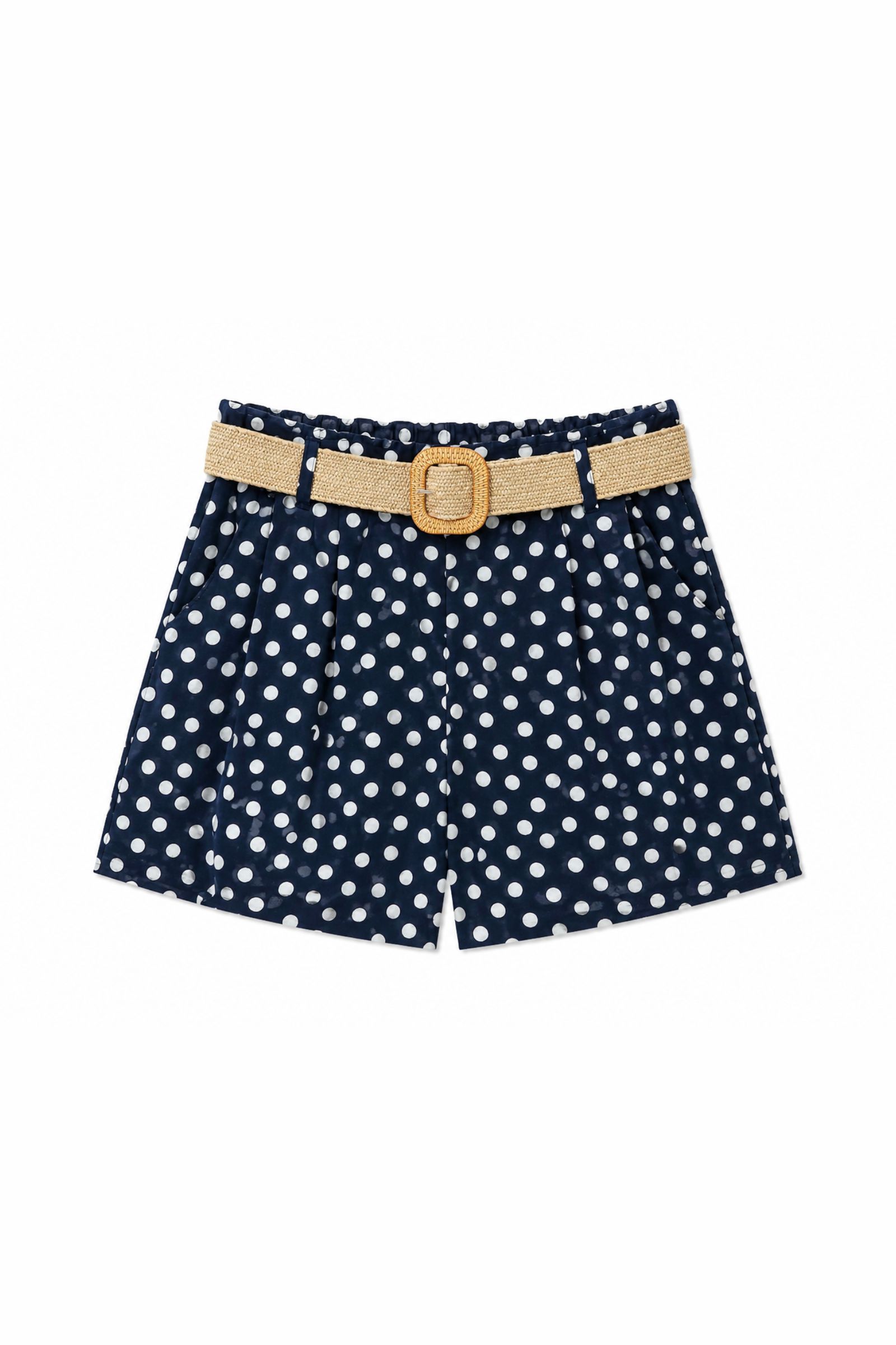 320 SHORTS IN MISTO LINO A POIS - Blu, S
