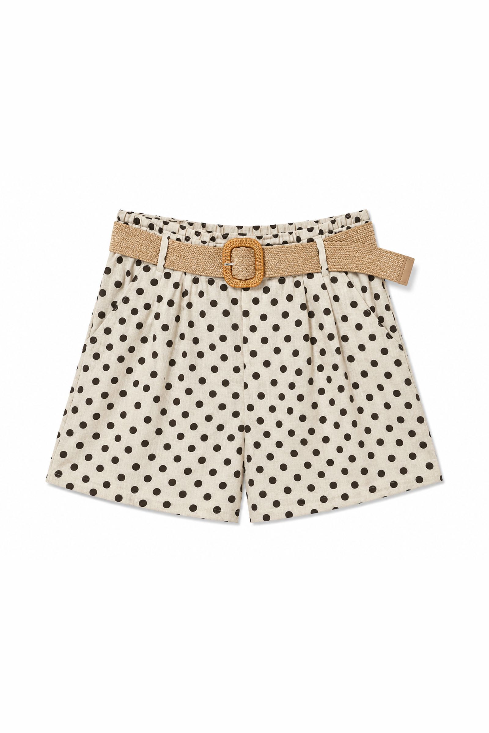 321 SHORTS IN MISTO LINO A POIS - Bianco, S