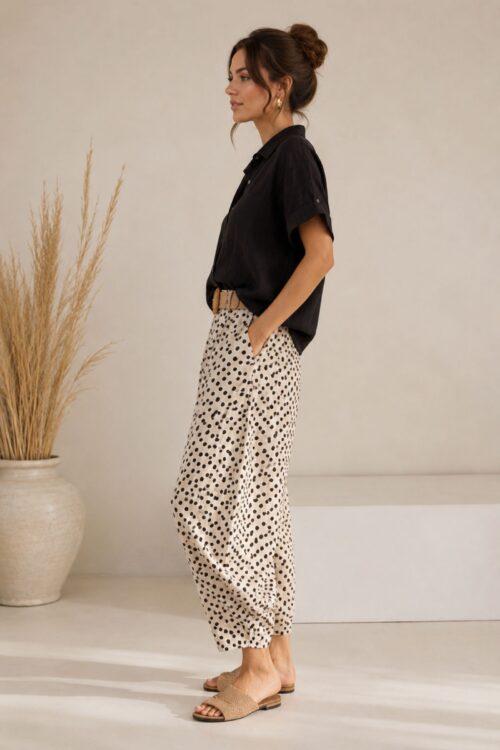 Alternative view of PANTALONI CON CINTURA A POIS