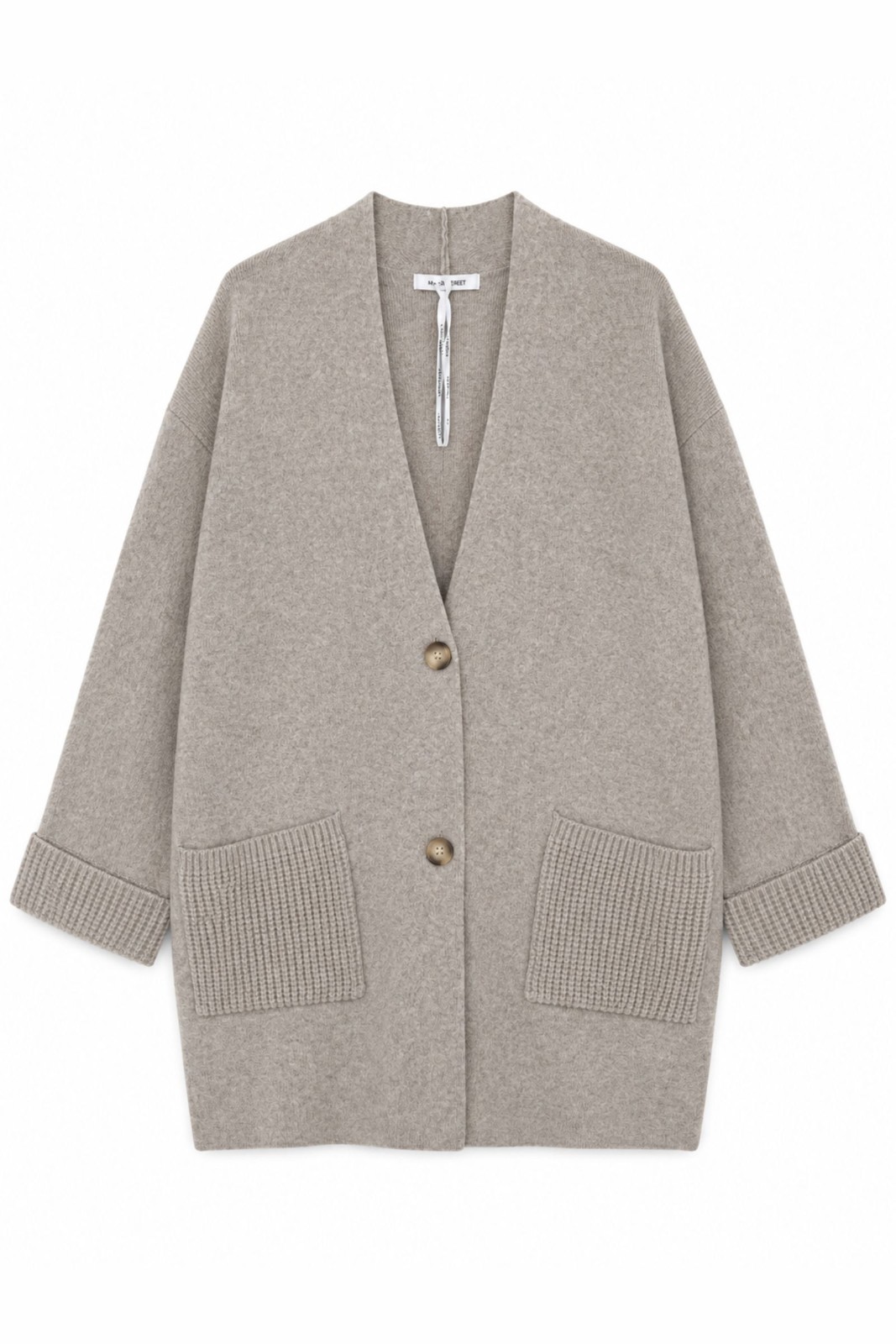 34 CARDIGAN LUNGO CON TASCHE - Tortora, TU