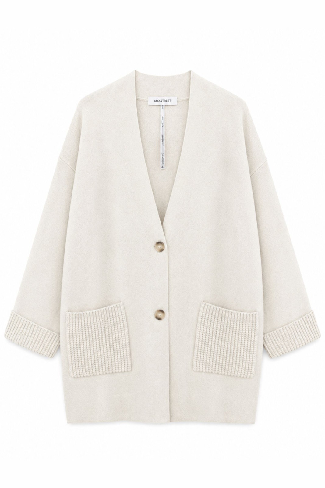 36 CARDIGAN LUNGO CON TASCHE - Gesso, TU