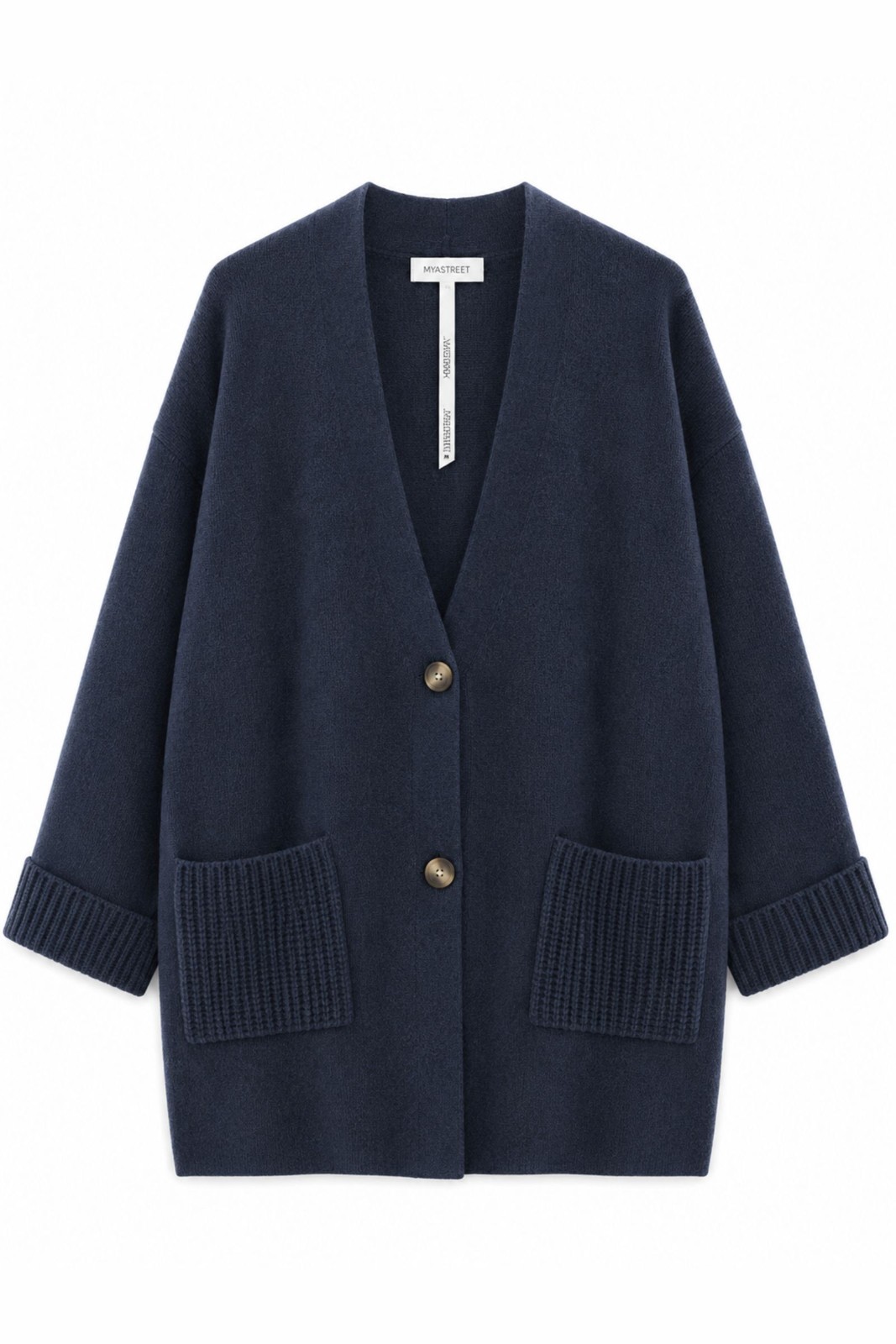 38 CARDIGAN LUNGO CON TASCHE - Blu, TU