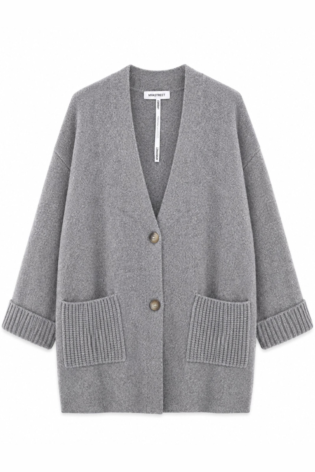 40 CARDIGAN LUNGO CON TASCHE - Grigio, TU