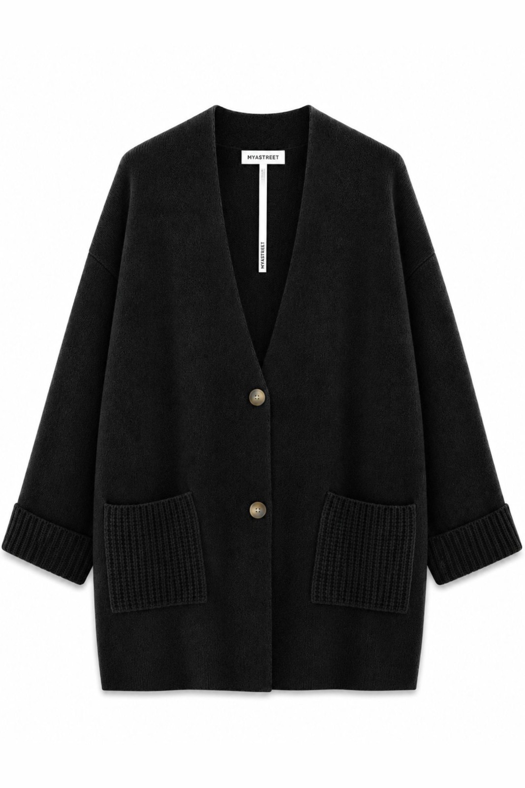 42 CARDIGAN LUNGO CON TASCHE - Nero, TU