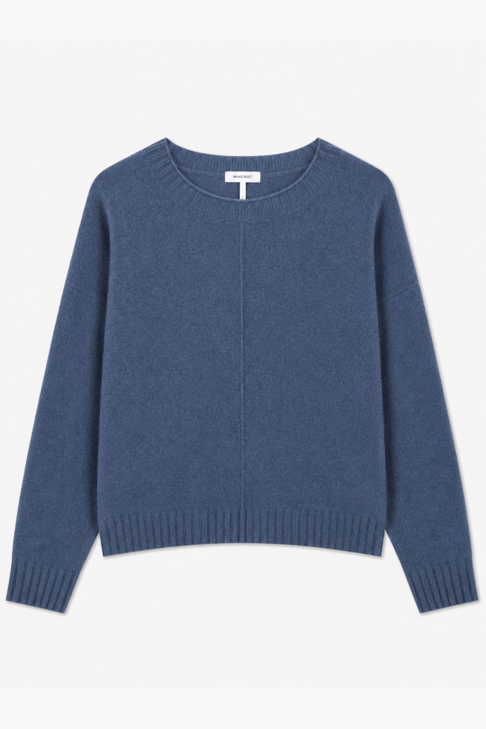44 MAGLIA GIROCOLLO CON CUCITURA CENTRALE - Denim, TU