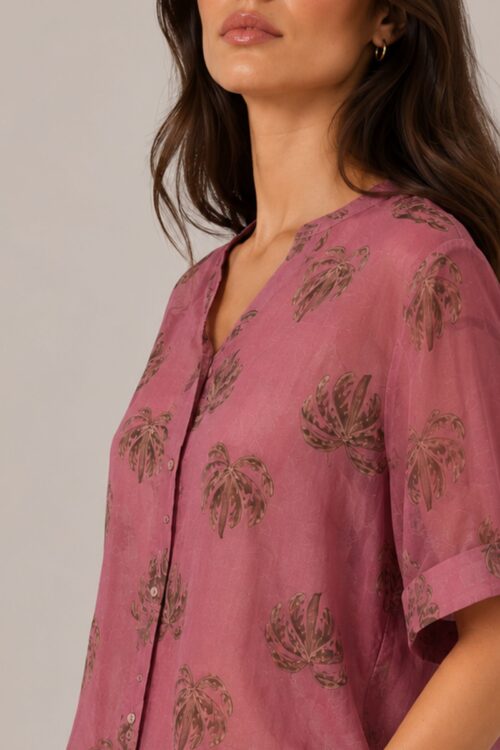 Alternative view of CAMICIA CON COLLETTO ALLA COREANA FANTASIA PALME