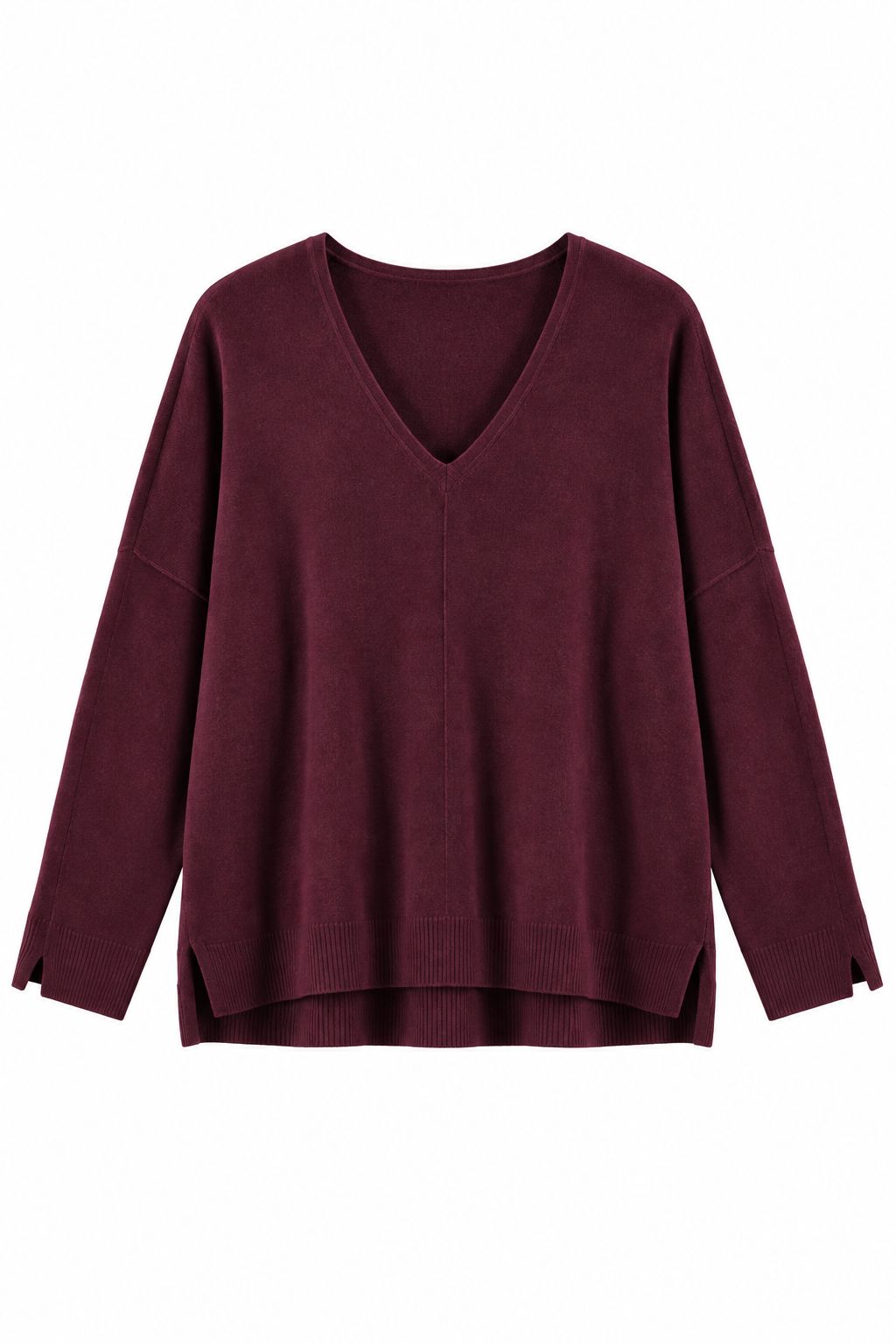 4c4bee0b-a52c-4329-ba20-57892e5c7584 MAGLIA SCOLLO A V CON DETTAGLIO CUCITURA CENTRALE - Prugna, TU