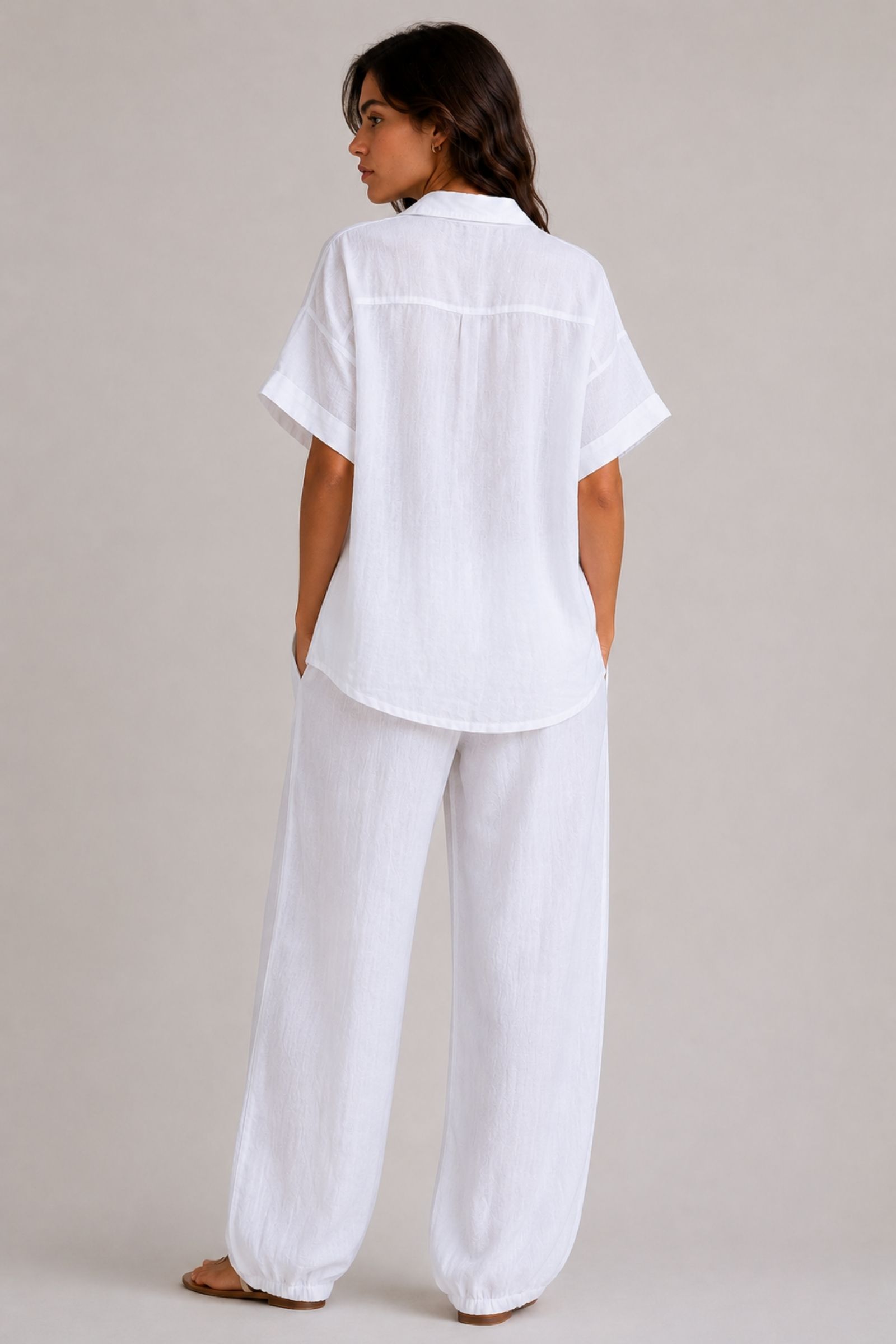 CAMICIA A MANICHE CORTE IN LINO - immagine 2