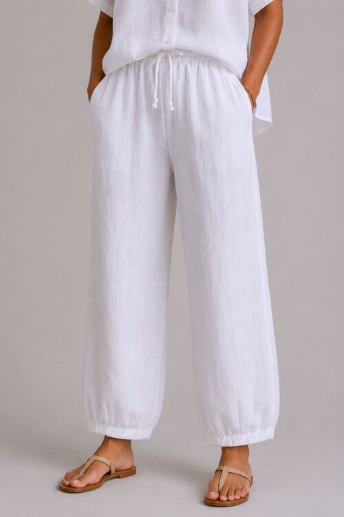 PANTALONI IN LINO CON COULISSE