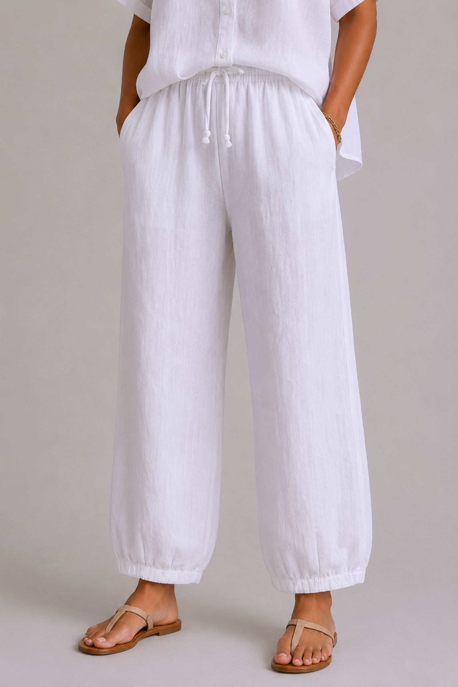 PANTALONI IN LINO CON COULISSE