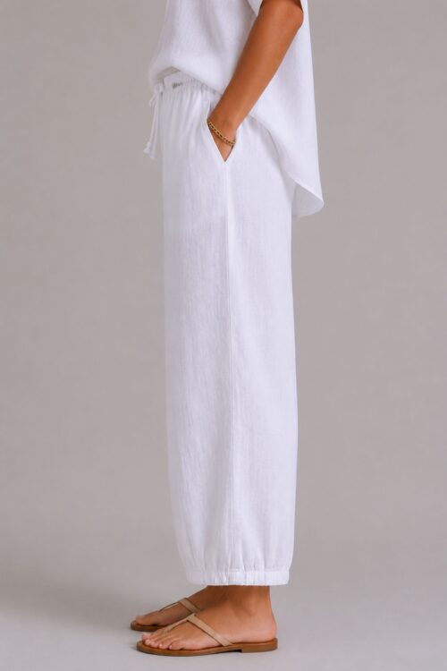 Alternative view of PANTALONI IN LINO CON COULISSE