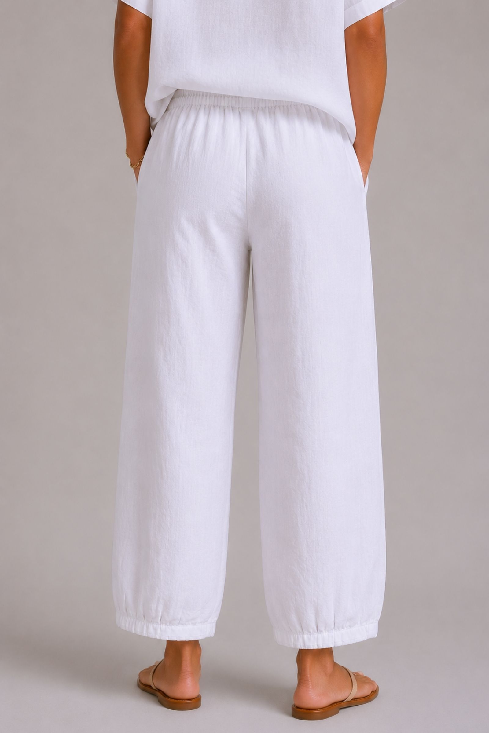 PANTALONI IN LINO CON COULISSE - immagine 3