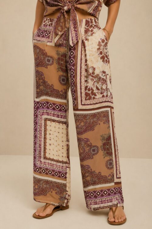 PANTALONI PALAZZO IN VISCOSA FANTASIA PAISLEY