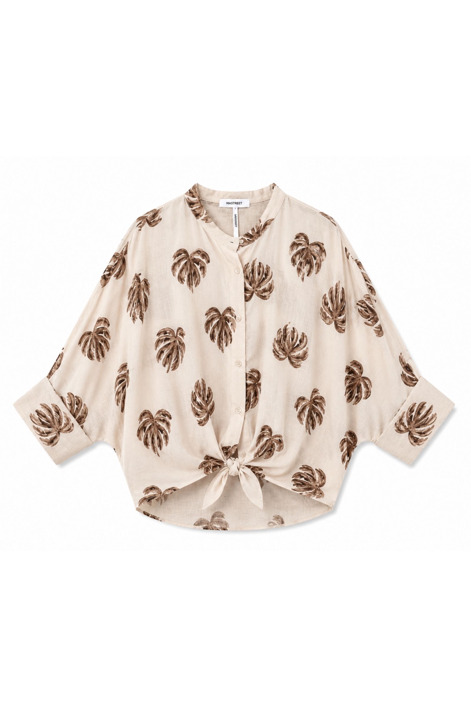 6 CAMICIA CON COLLETTO ALLA COREANA FANTASIA PALME - Panna, TU