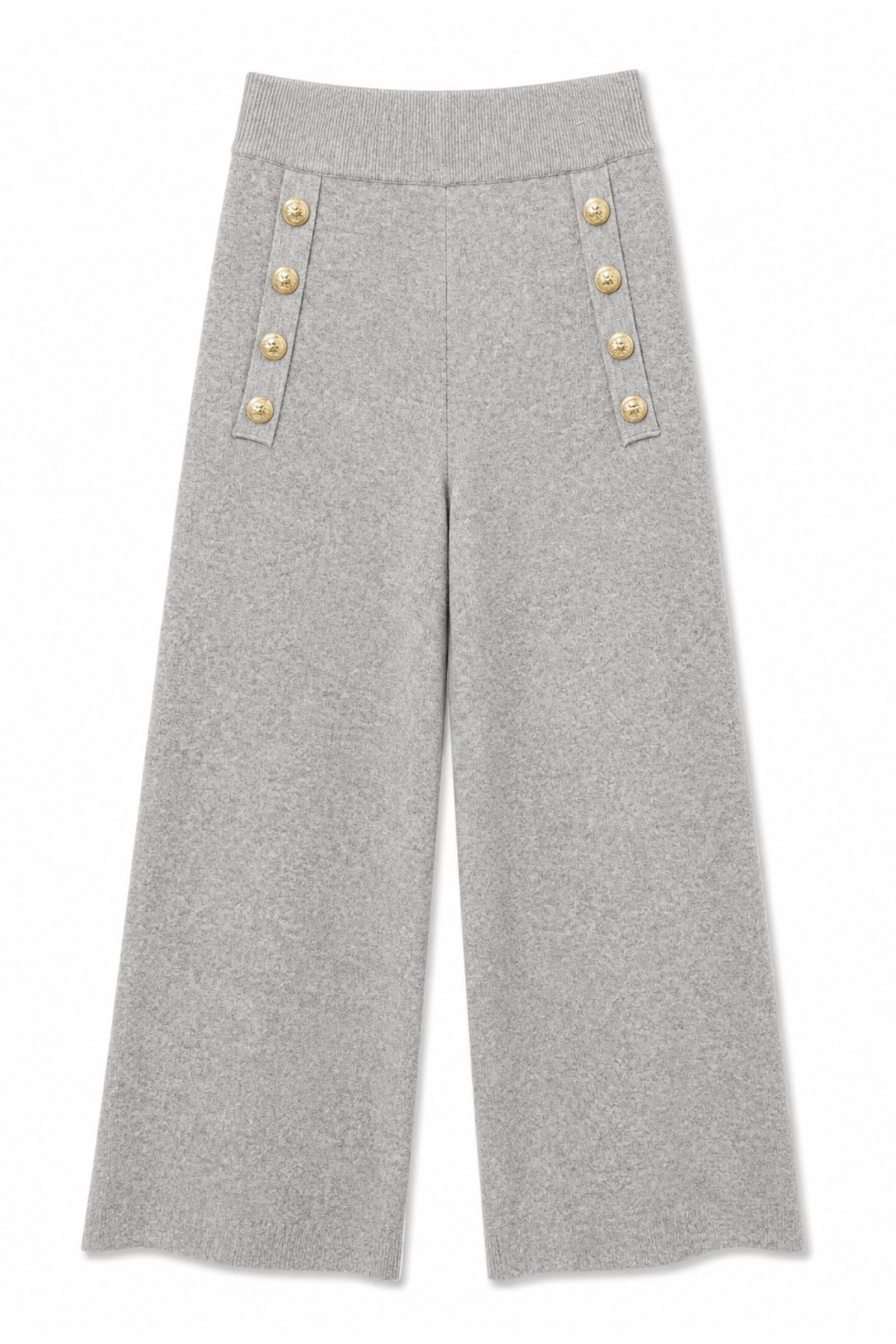 65 PANTALONI IN MAGLIA CON BOTTONI DORATI - Grigio, TU