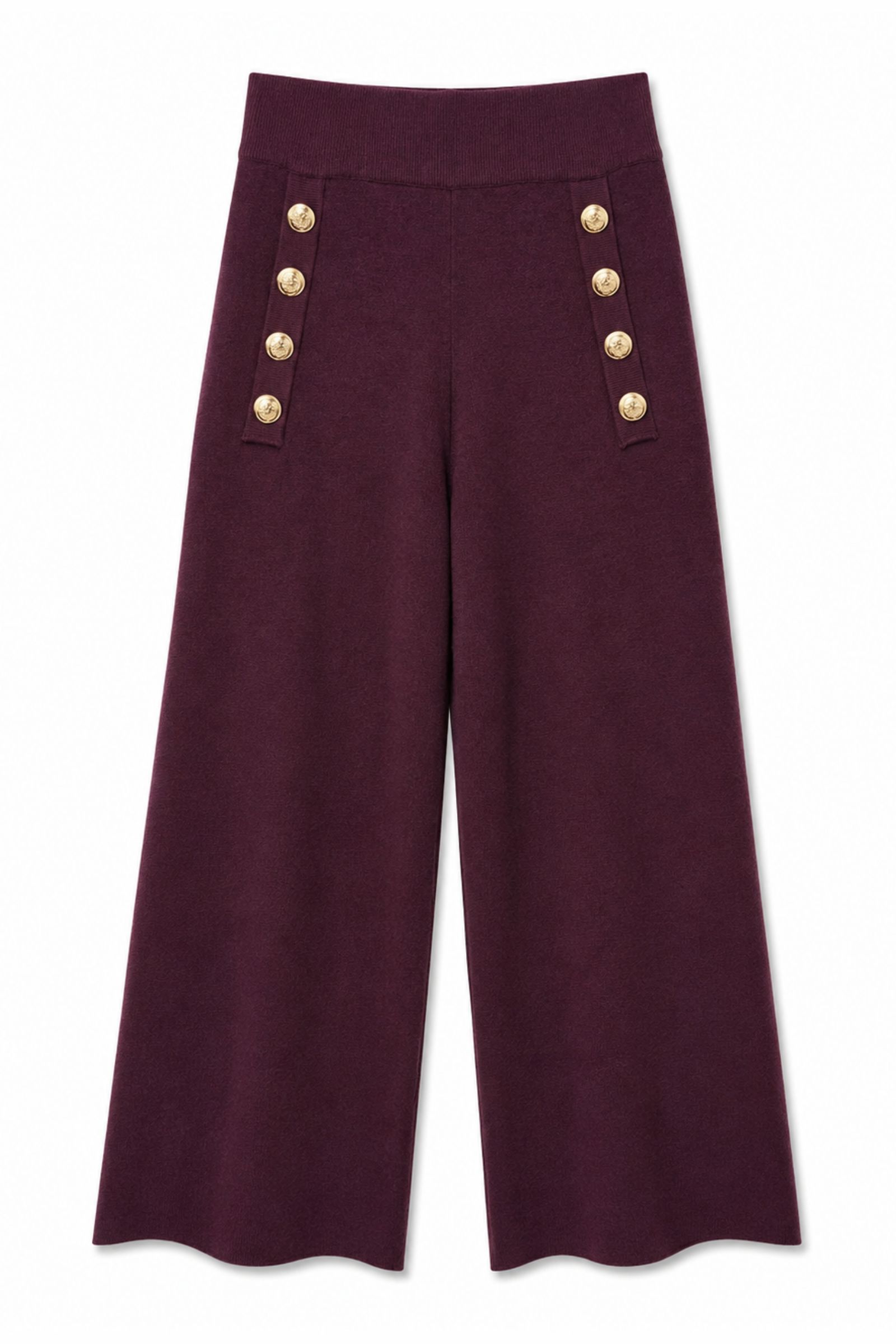 67 PANTALONI IN MAGLIA CON BOTTONI DORATI - Prugna, TU
