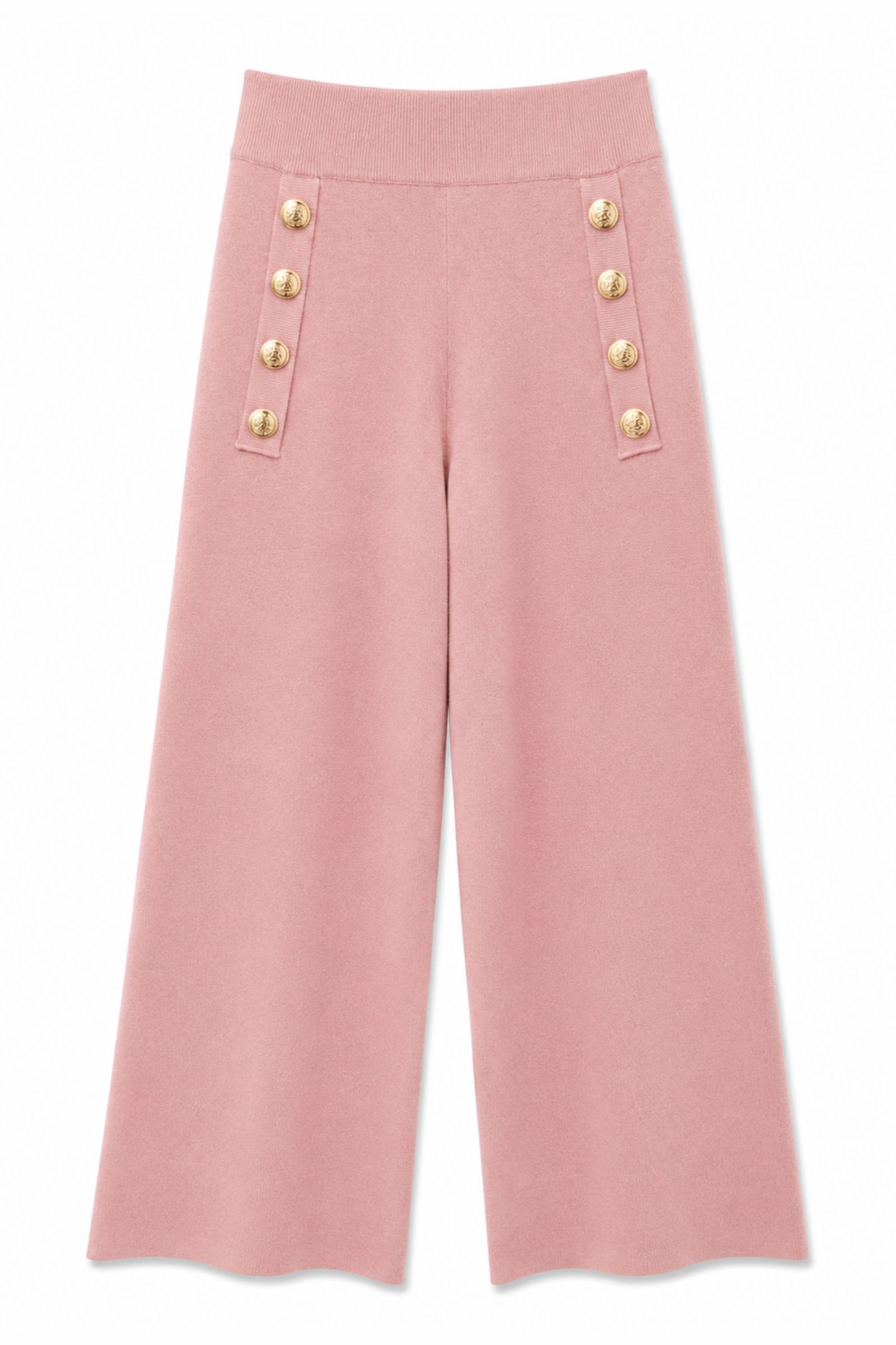 68 PANTALONI IN MAGLIA CON BOTTONI DORATI - Rosa, TU