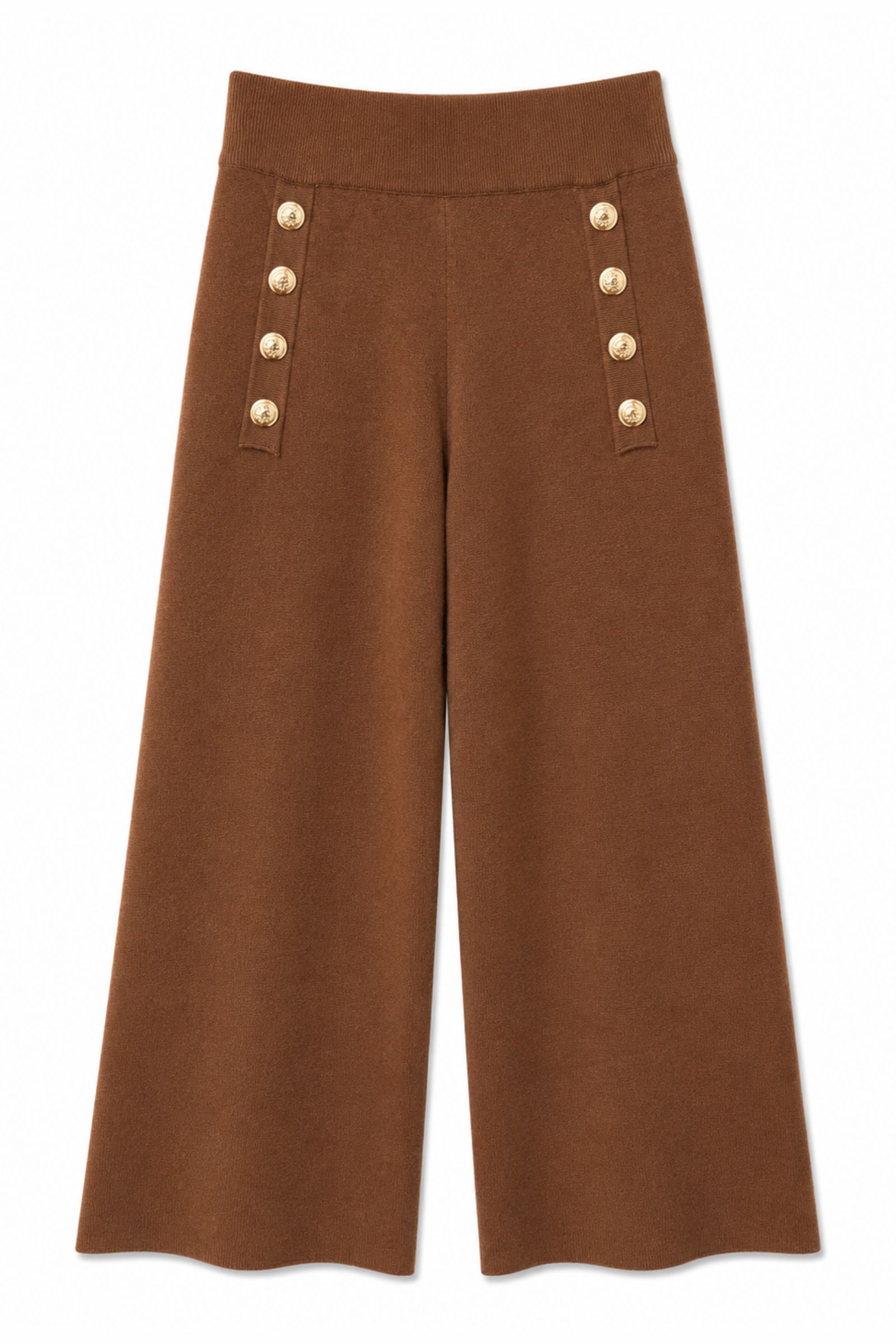 69 PANTALONI IN MAGLIA CON BOTTONI DORATI - Moka, TU