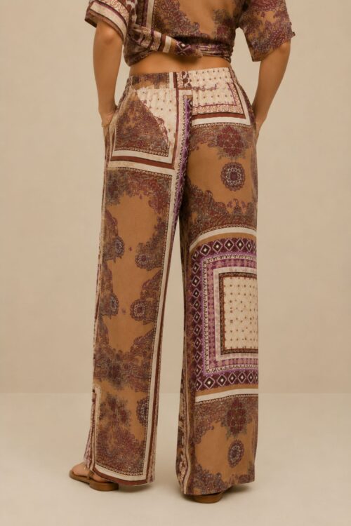 Alternative view of PANTALONI PALAZZO IN VISCOSA FANTASIA PAISLEY