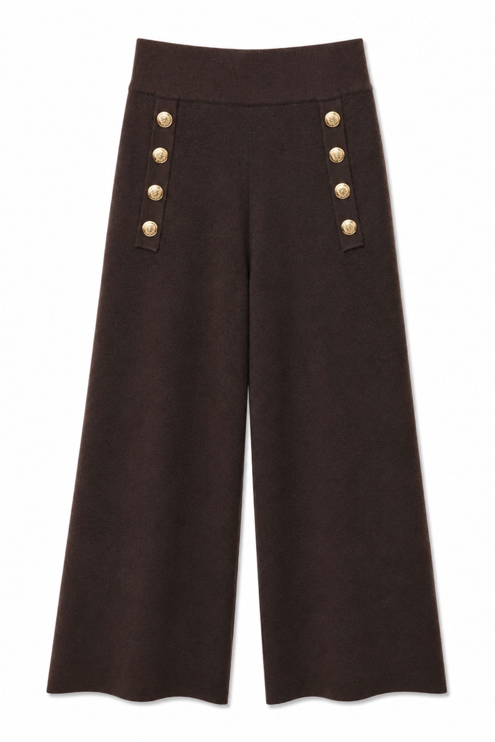 71 PANTALONI IN MAGLIA CON BOTTONI DORATI - Moro, TU
