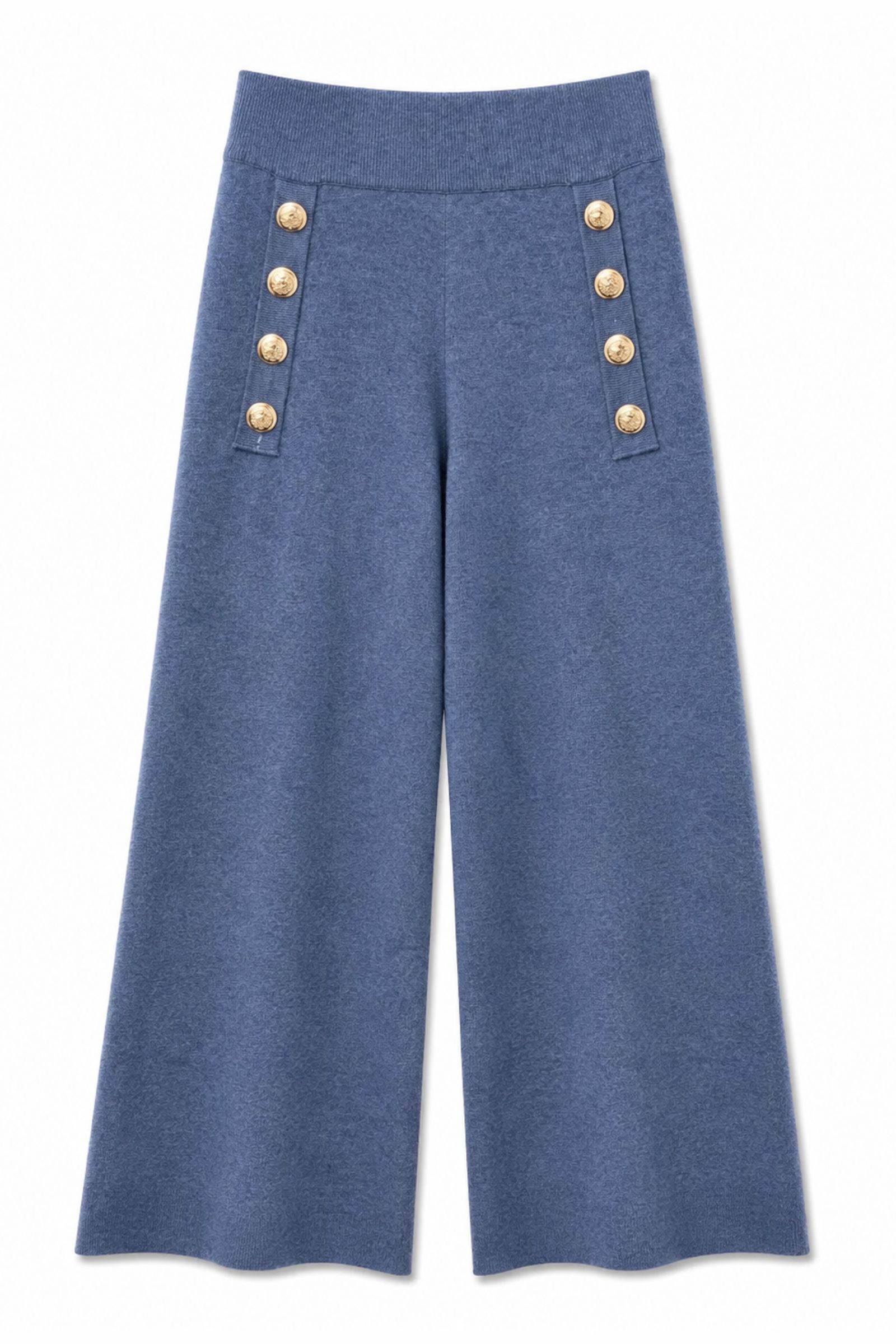 72 PANTALONI IN MAGLIA CON BOTTONI DORATI - Denim, TU