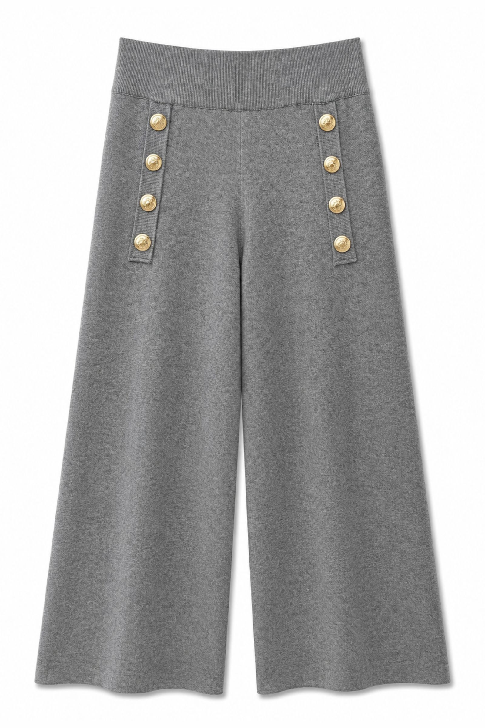 74 PANTALONI IN MAGLIA CON BOTTONI DORATI - Tortora, TU