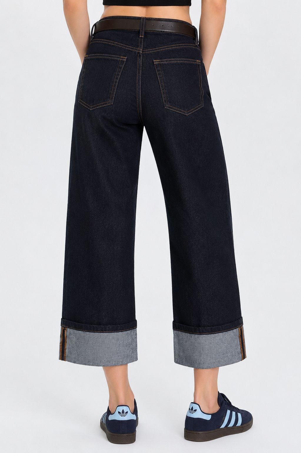 JEANS PALAZZO CROPPED CON MAXI RISVOLTO - immagine 3