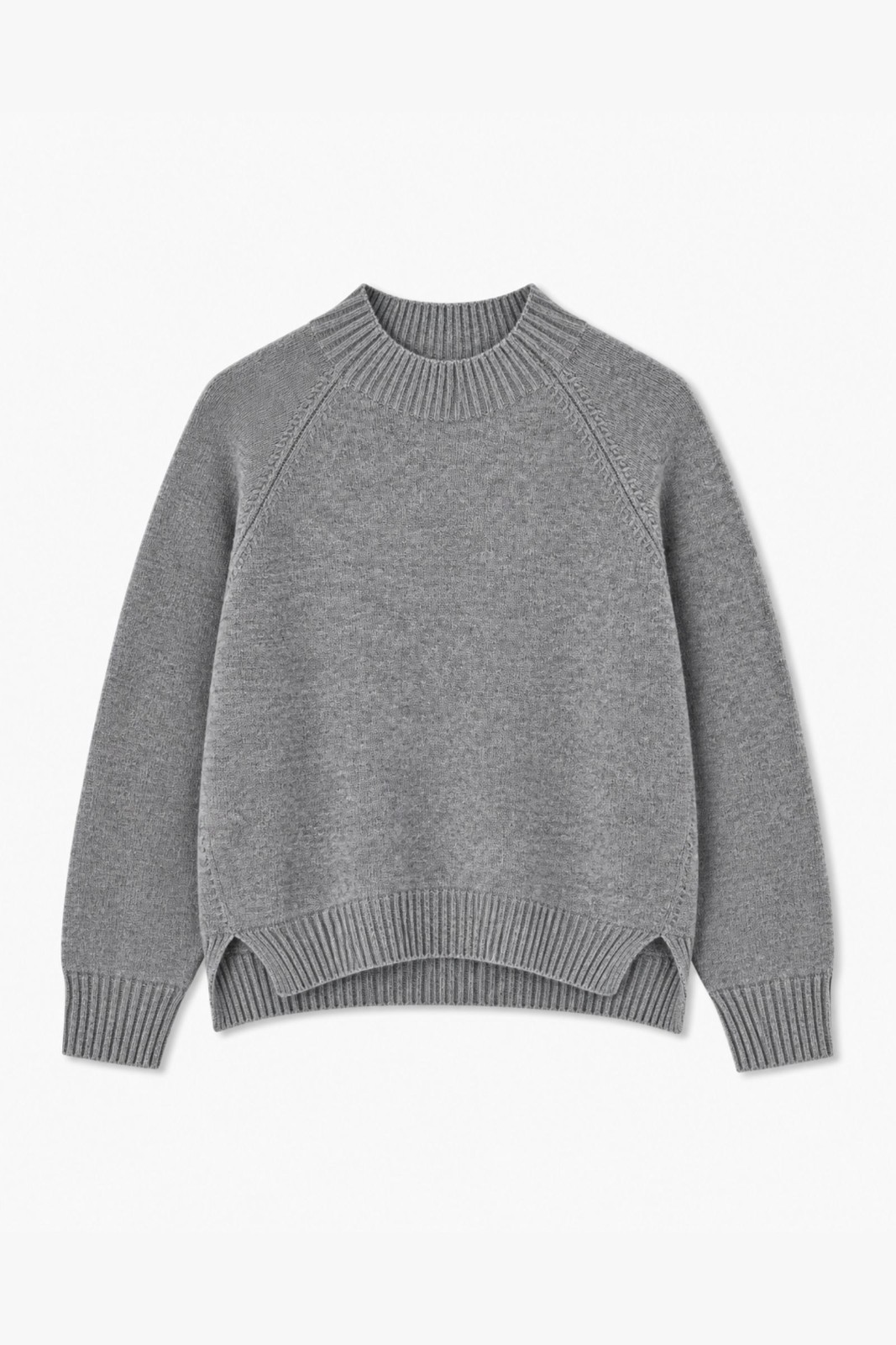 8 MAGLIA GIROCOLLO CON DETTAGLI A COSTINE - Grigio, TU