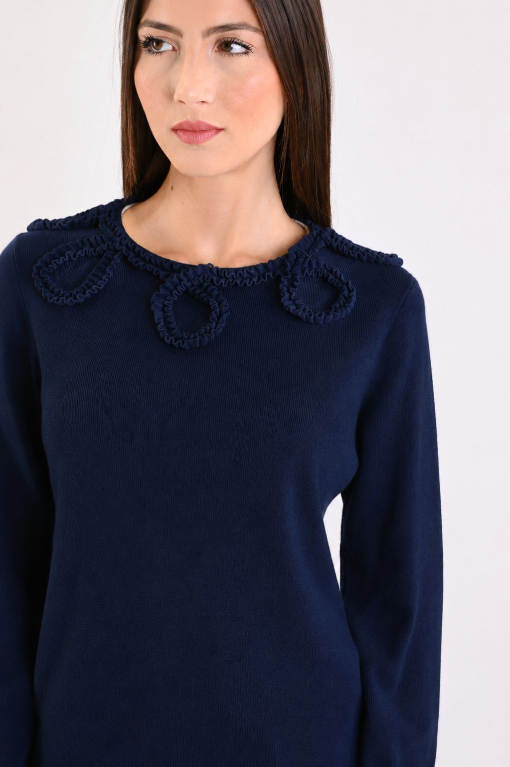 8c537e35-a0bd-46c1-8f8d-716d6dfd8f2f MAGLIA CON APPLICAZIONI FLOREALI 3D - Blue, TU