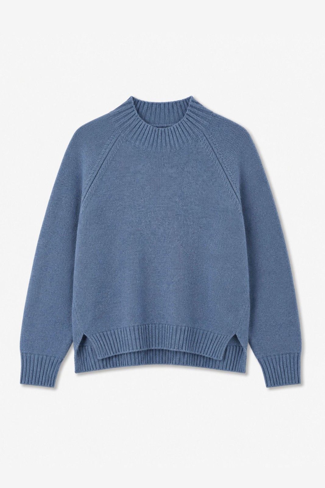9 MAGLIA GIROCOLLO CON DETTAGLI A COSTINE - Denim, TU
