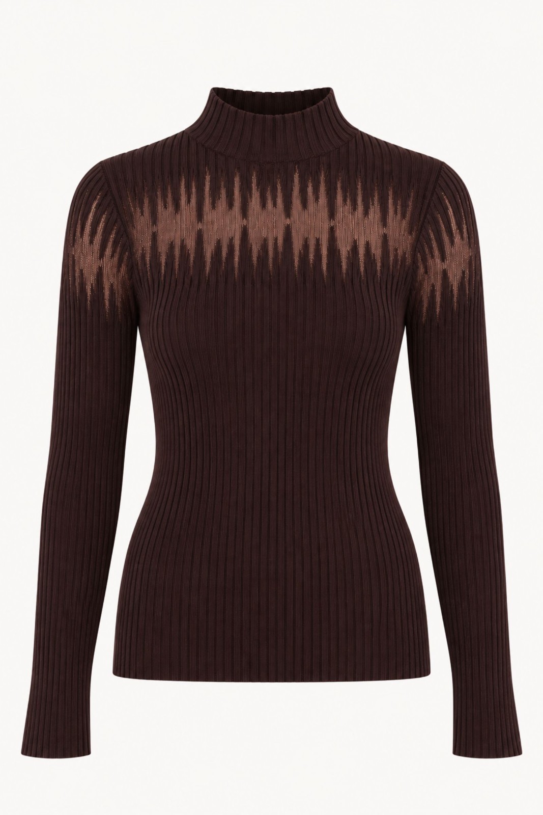 9 MAGLIA A COSTINE CON EFFETTO SEMITRASPARENZA - Choco, TU