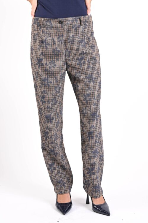 Alternative view of PANTALONI A QUADRI SLIM FIT CON RICAMI