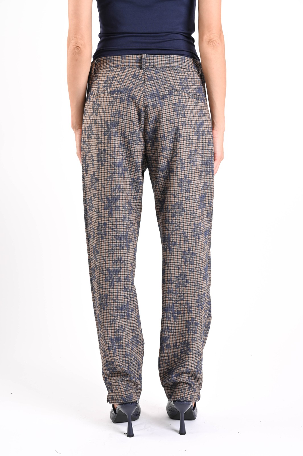 PANTALONI A QUADRI SLIM FIT CON RICAMI - immagine 4