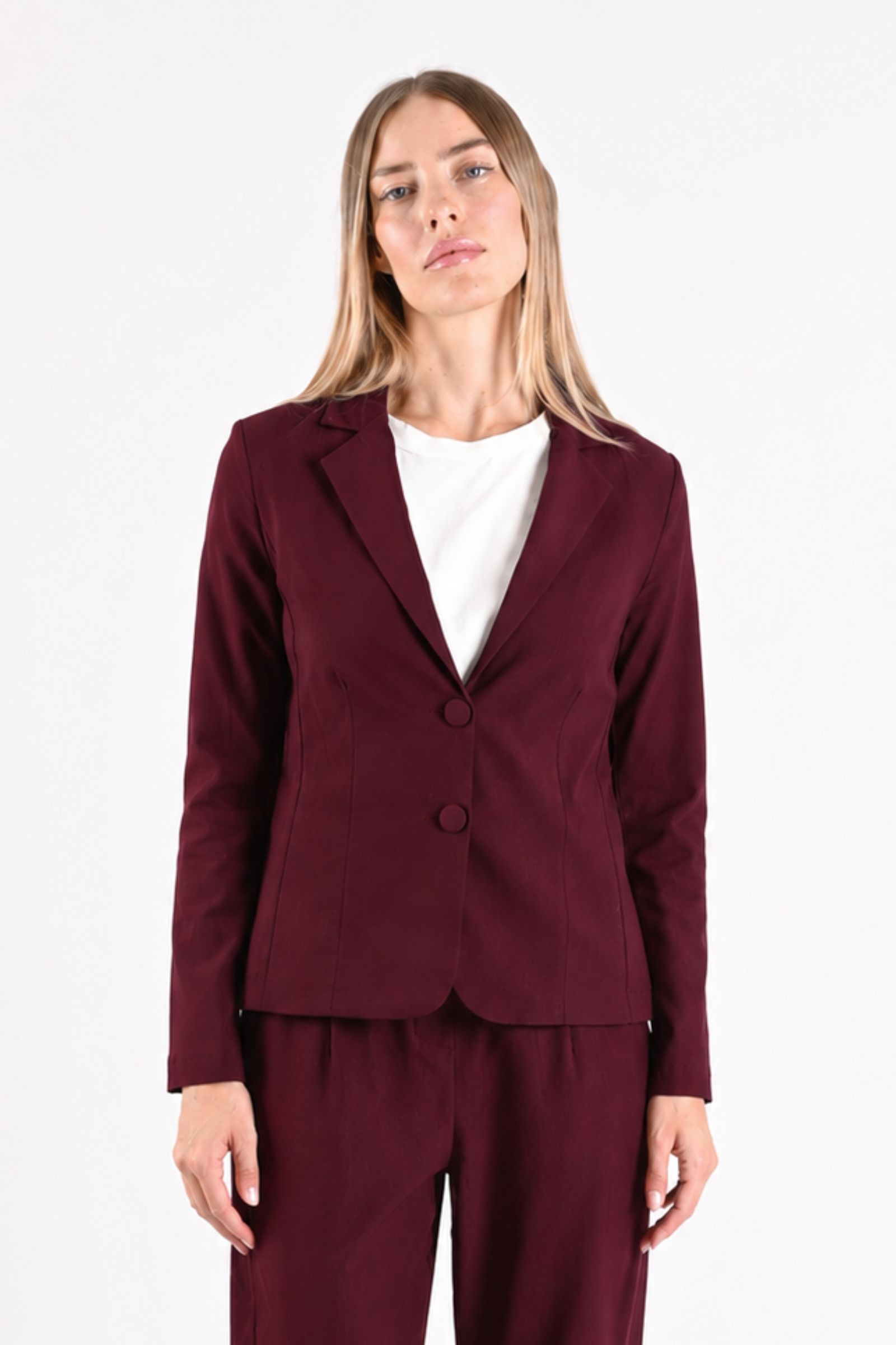 AM934-06_BORDEAUX GIACCA BLAZER IN BENGALINA MONOPETTO - Bordeaux, M