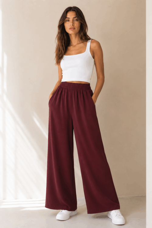 PANTALONE PALAZZO IN TESSUTO MORBIDO EFFETTO TUTA