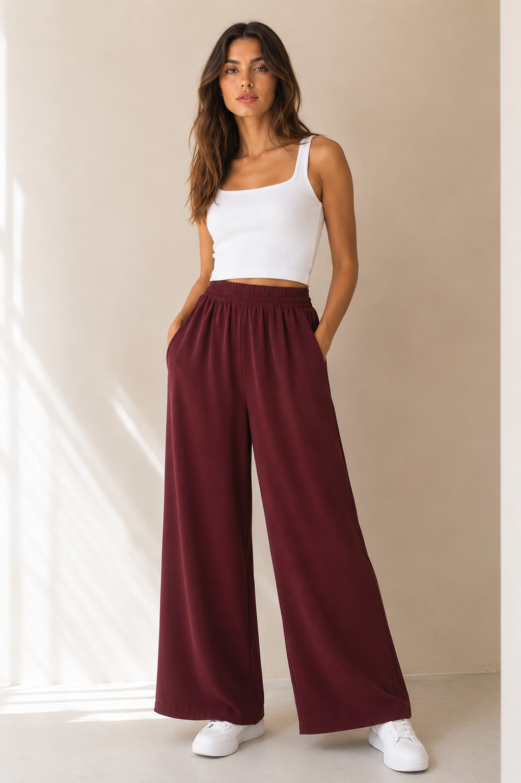 PANTALONE PALAZZO IN TESSUTO MORBIDO EFFETTO TUTA