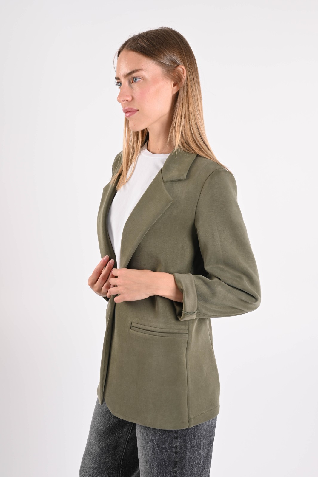 BLAZER IN TESSUTO MORBIDO EFFETTO TUTA - immagine 2