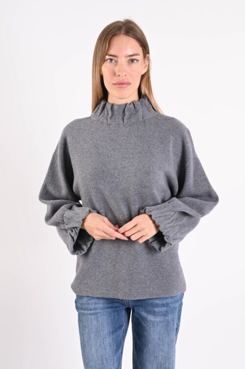 MAGLIA CON COLLO E POLSINI A VOLANT