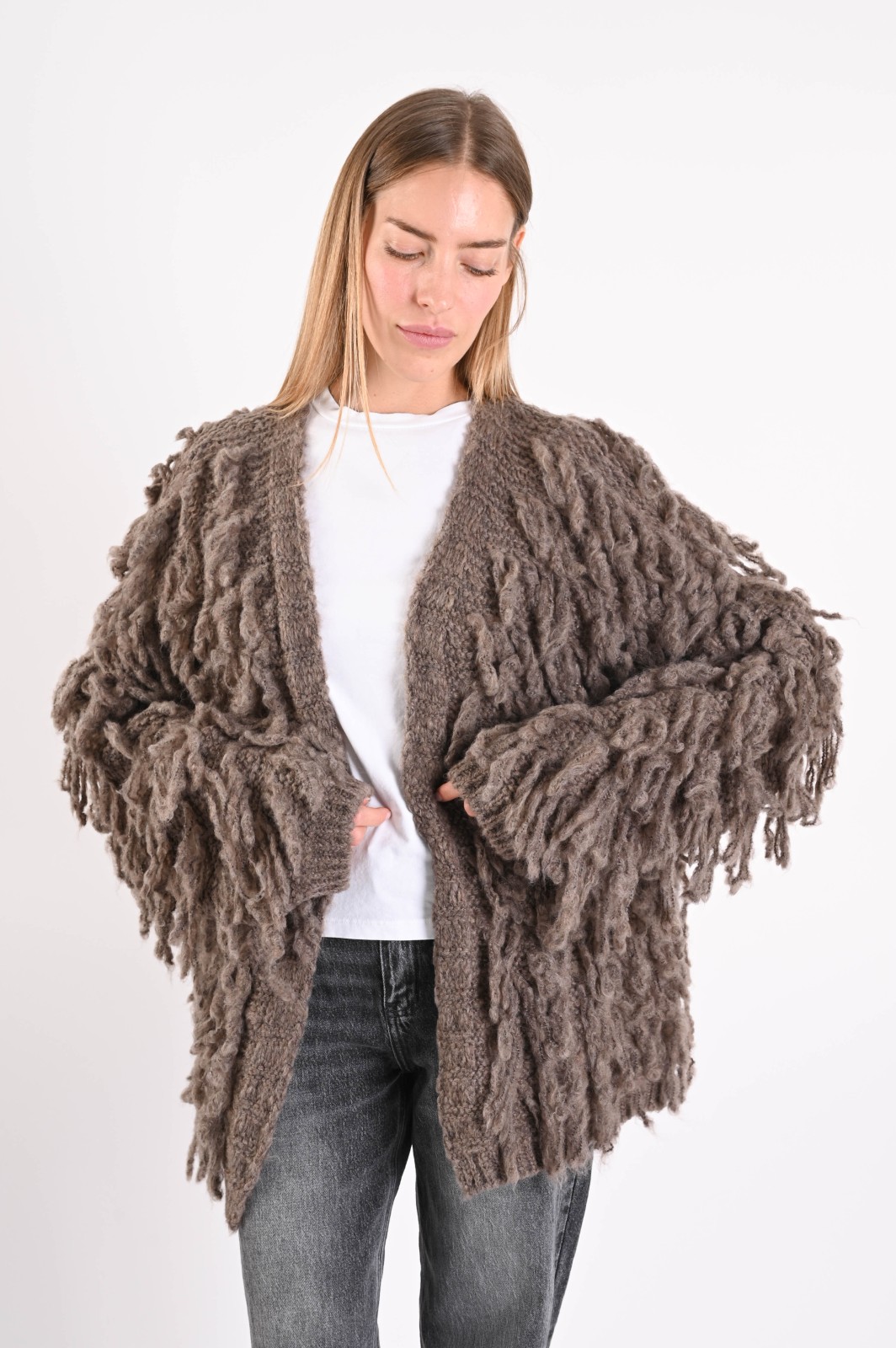 CARDIGAN MORBIDO CON FRANGE - immagine 3