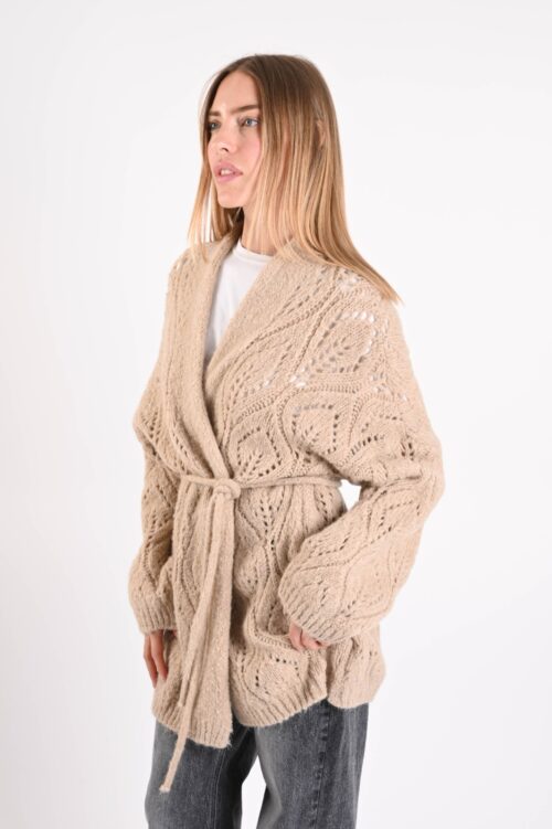 Alternative view of CARDIGAN LUNGO TRAFORATO CON CINTURA