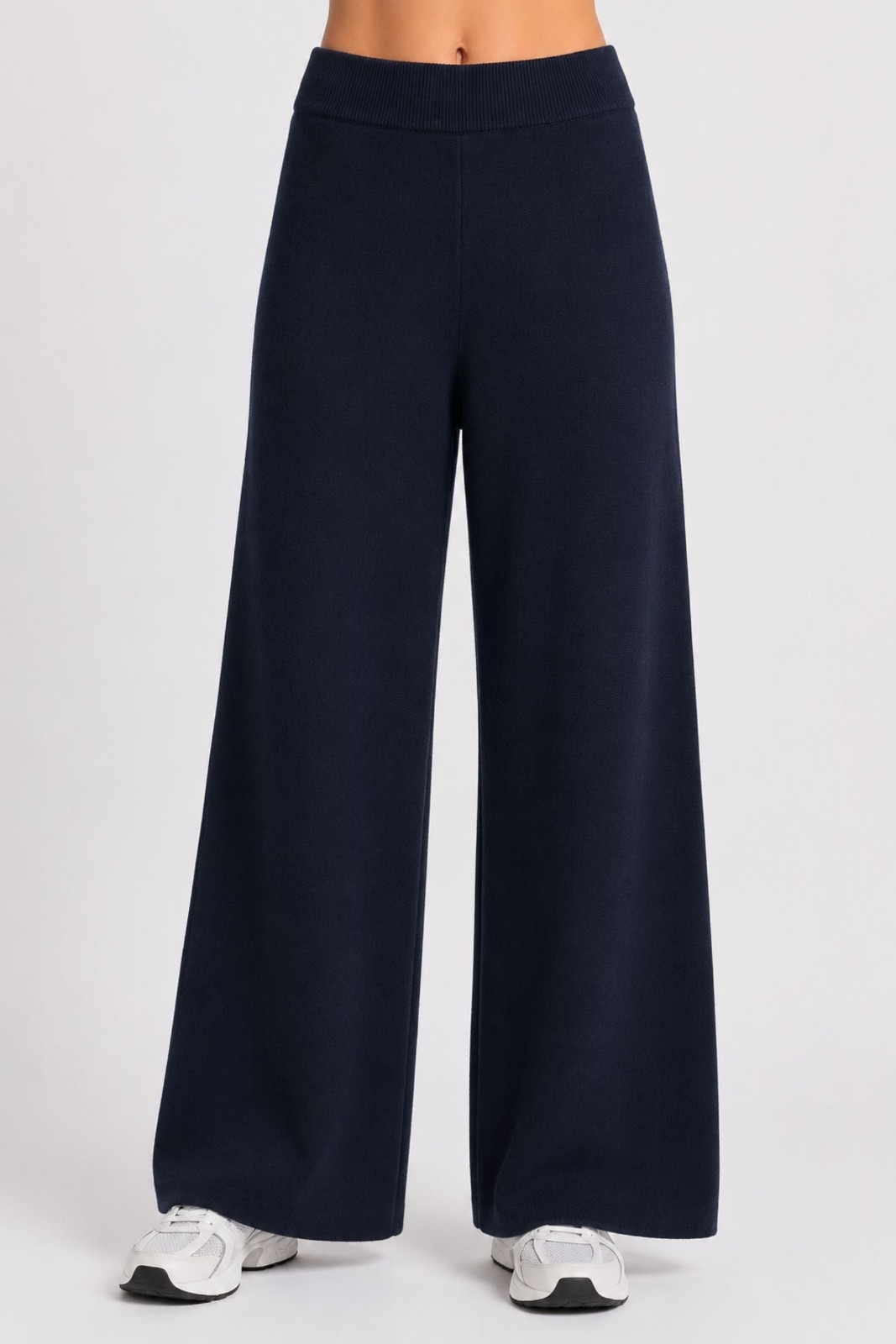 M8349-06_BLU PANTALONI A PALAZZO IN MAGLIA - Blu, TU