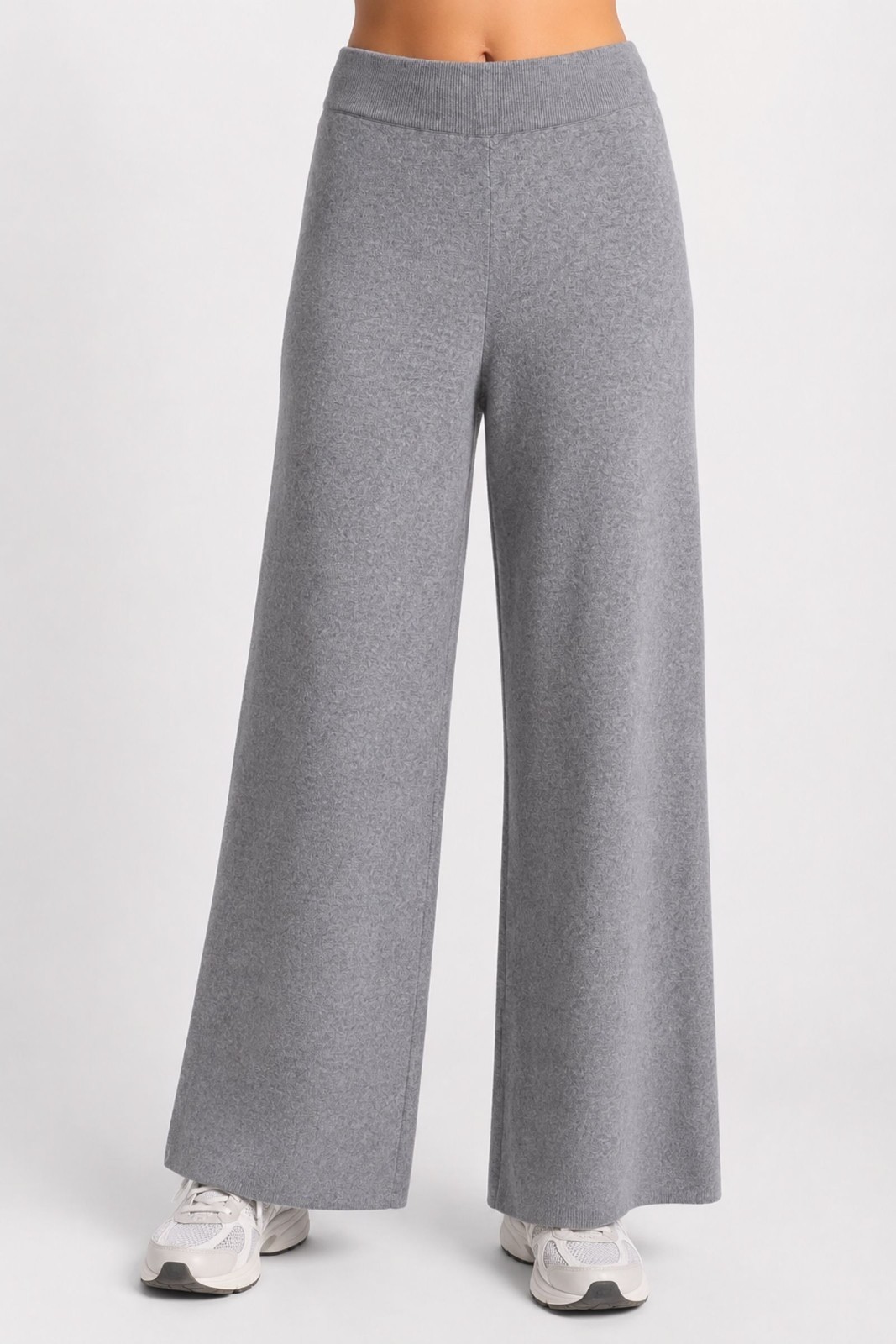 M8349-06_GRIGIO PANTALONI A PALAZZO IN MAGLIA - Grigio, TU