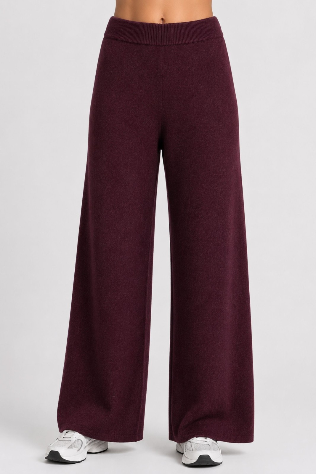 M8349-06_PRUGNA PANTALONI A PALAZZO IN MAGLIA - Prugna, TU